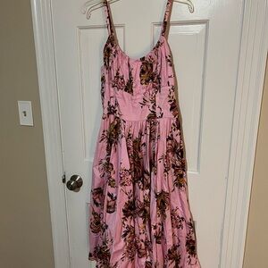 Pinup Girl Clothing Ella Floral Pink Dress (Discontinued Style)